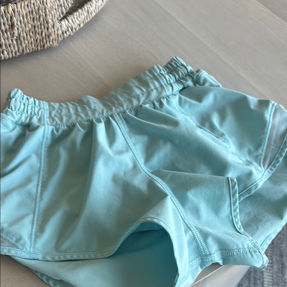 Light Blue Lululemon hotty hot shorts 2.5 low rise